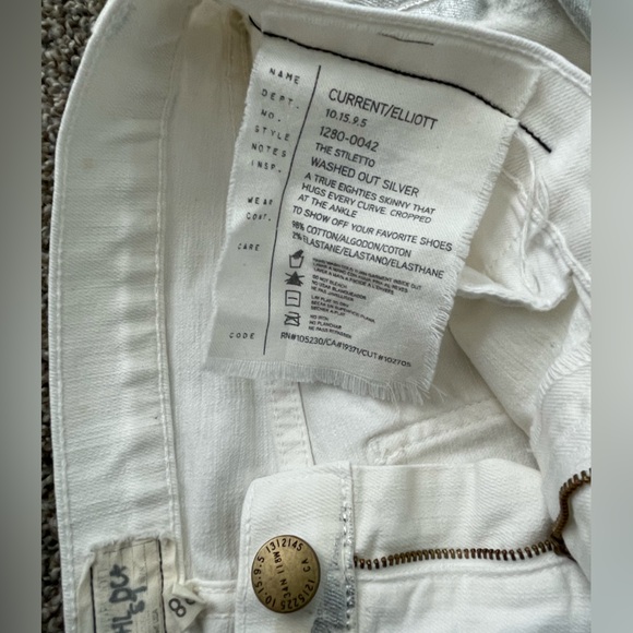 Current/Elliot The Stiletto Jeans Washed Out Silver White Skinny Stretchy Fit 28 - Picture 8 of 15